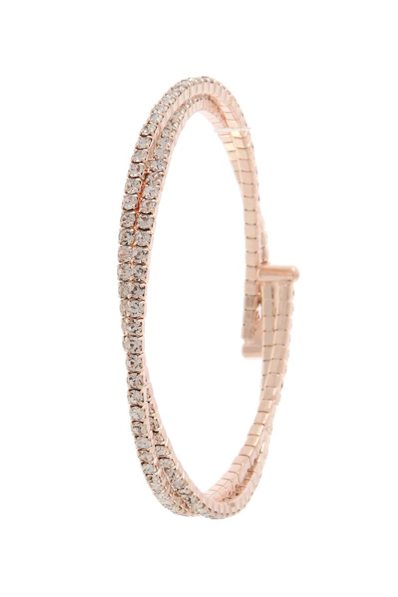 Twisted pave rhinestone cuff bracelet