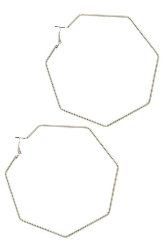 Heptagon shape hoop earring
