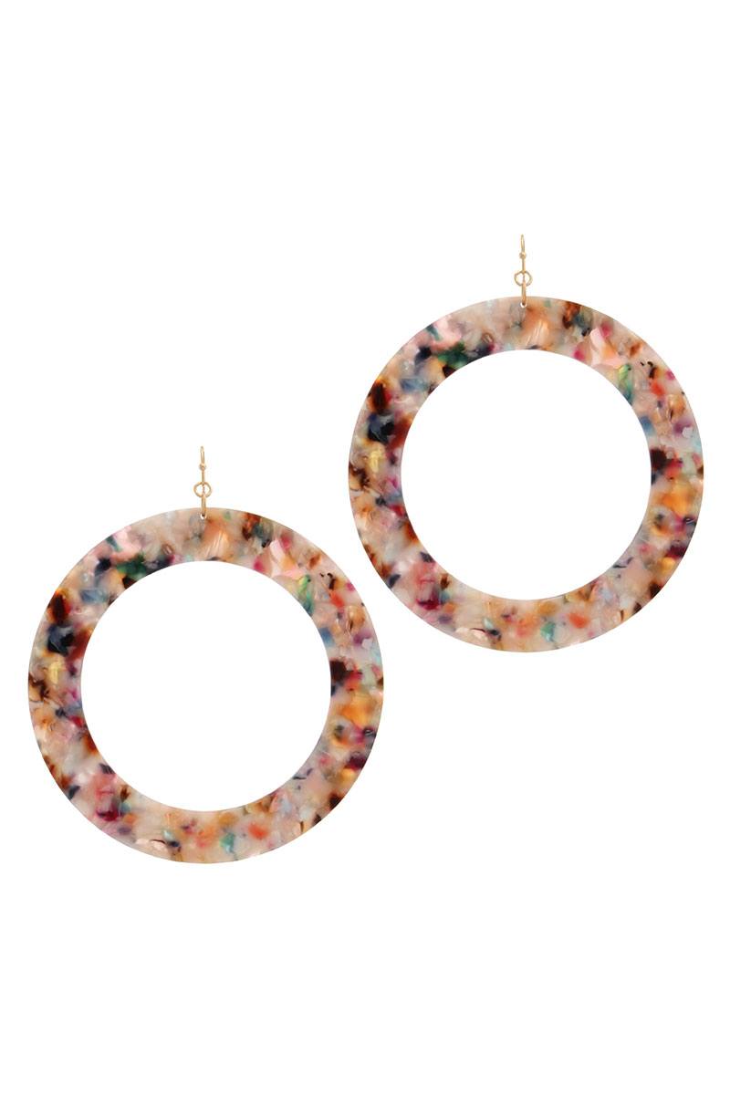 Acetate cut out circle drop earring