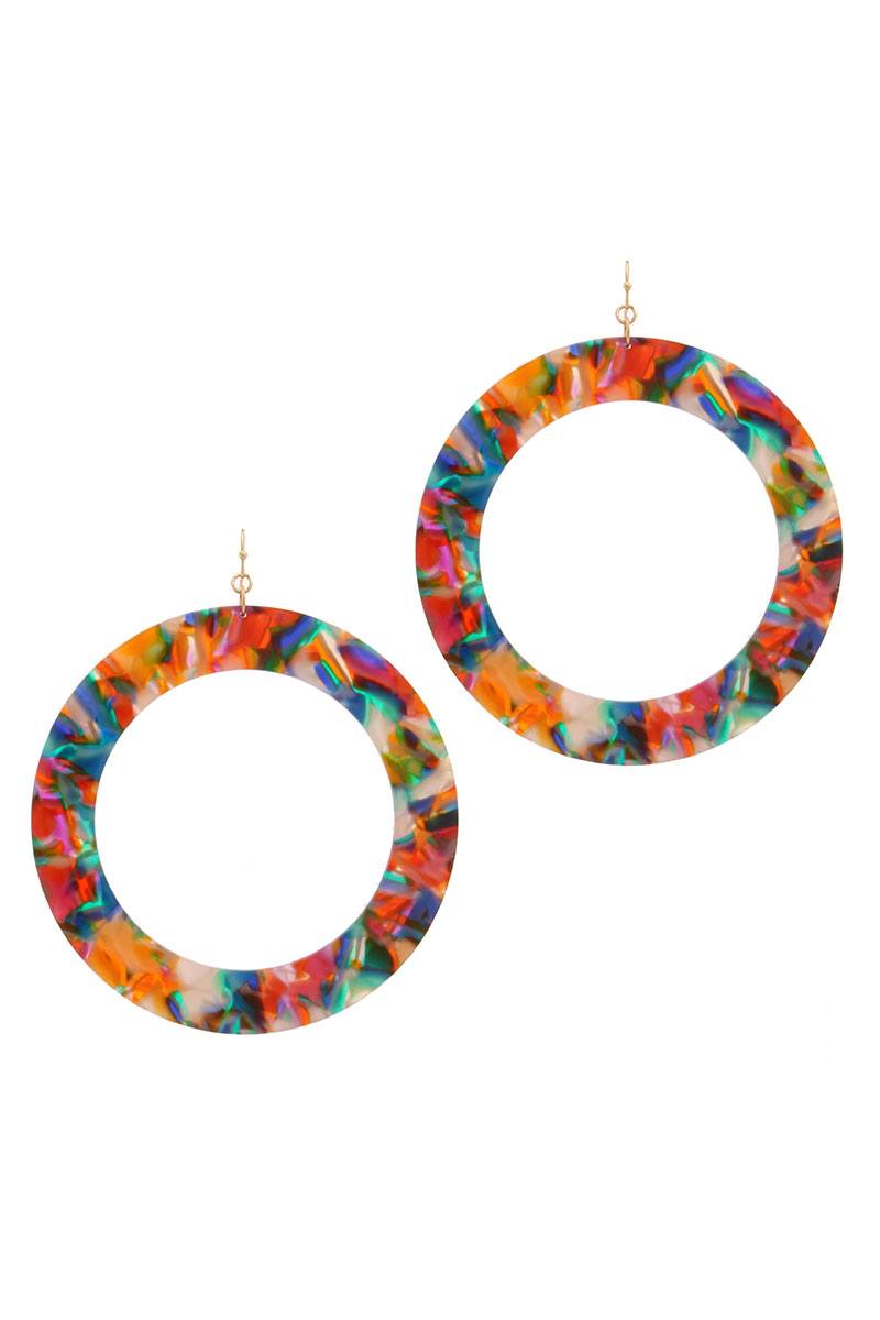 Acetate cut out circle drop earring