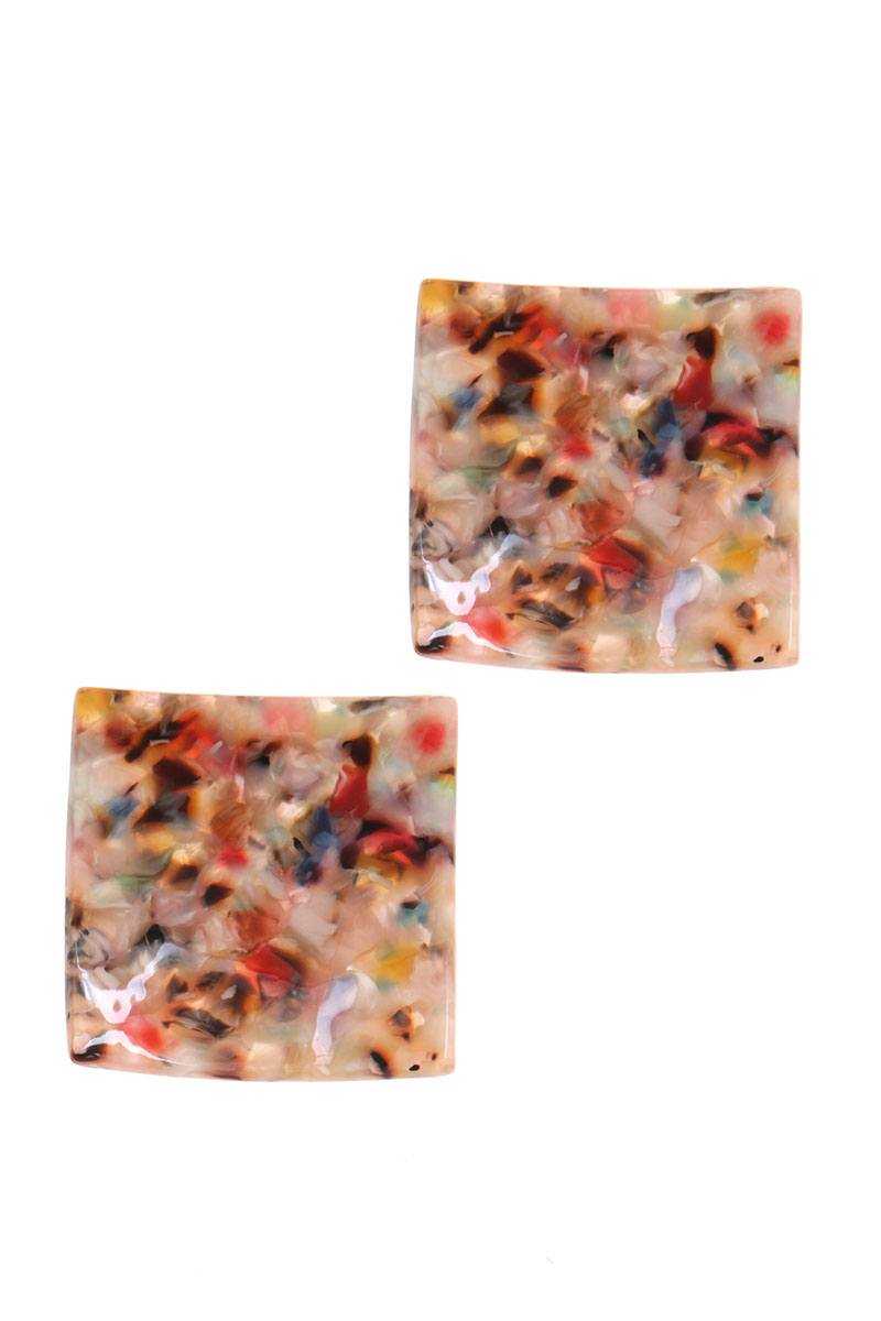 Square acetate post drop earring