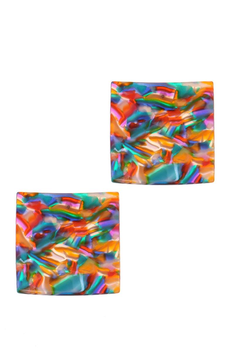 Square acetate post drop earring
