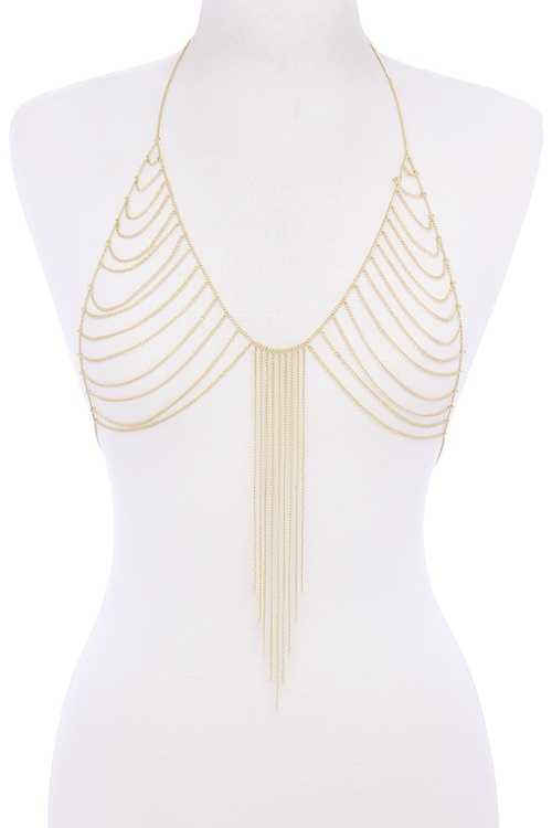Metal tassel body chain