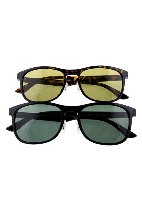 Mens simple square shaped classic glass lens sunglasses