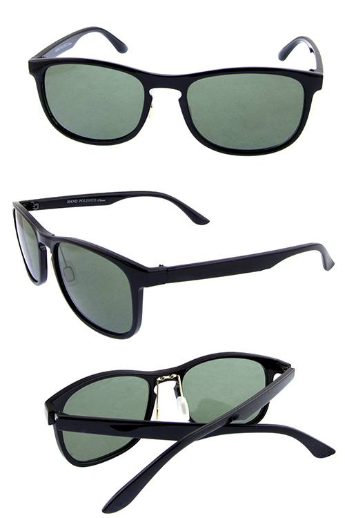 Mens simple square shaped classic glass lens sunglasses