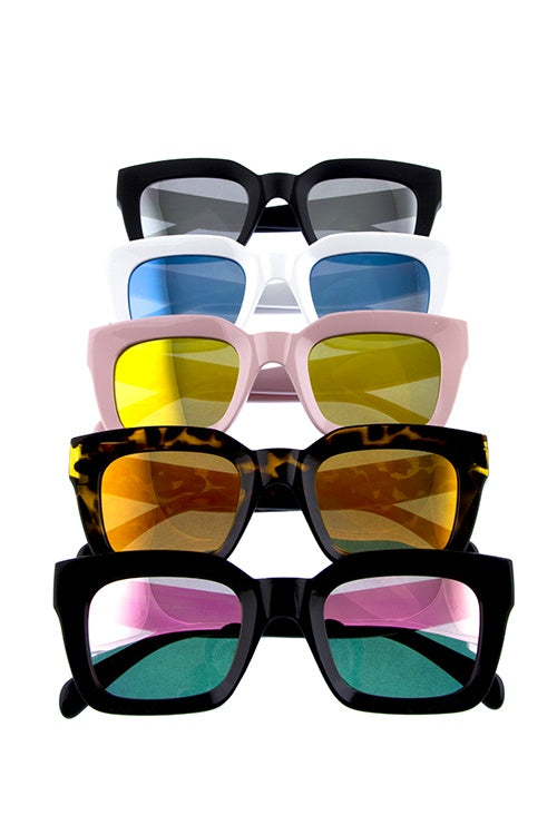 Womens square shaped plastic modern fashion sunglasses