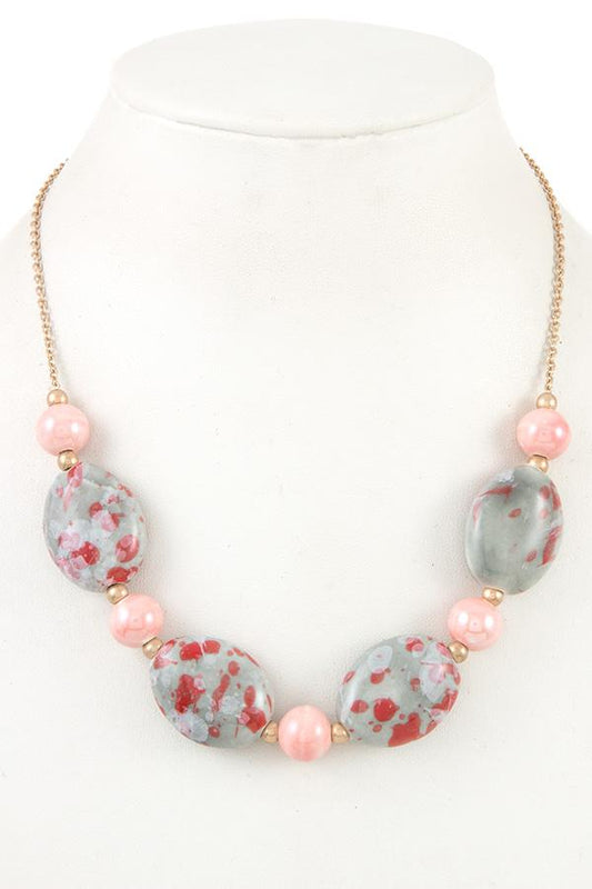 Gemstone oval bead necklace