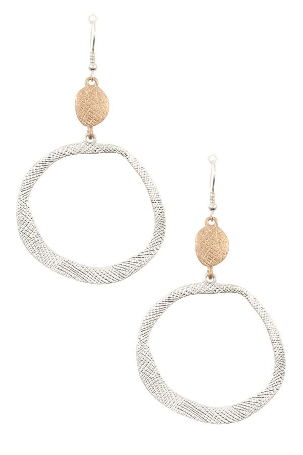 Textured ring drop dangle earring