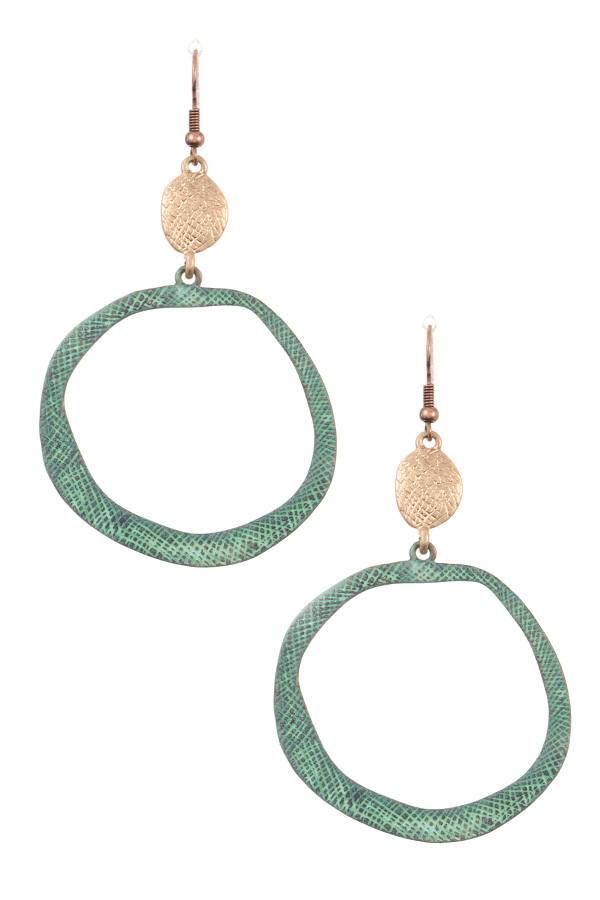 Textured ring drop dangle earring