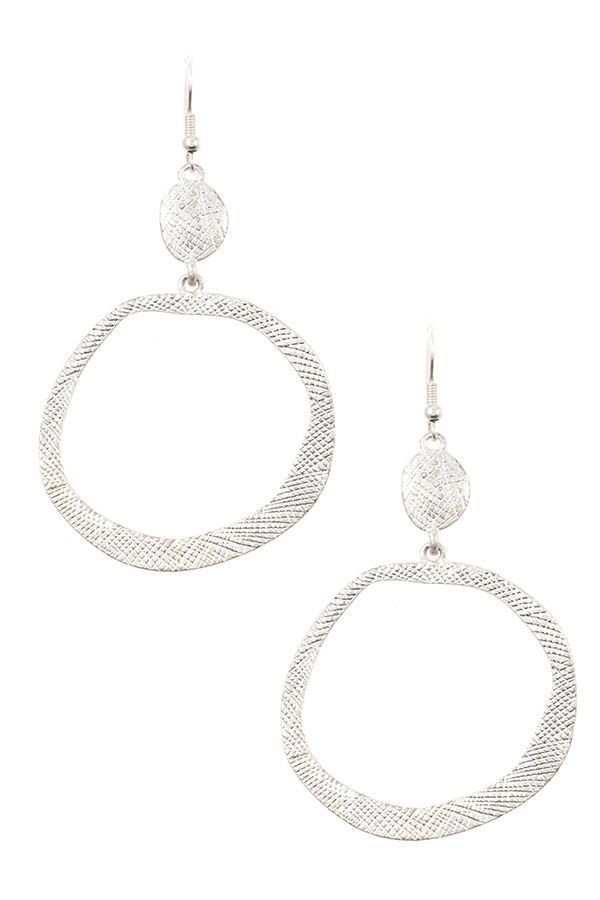 Textured ring drop dangle earring