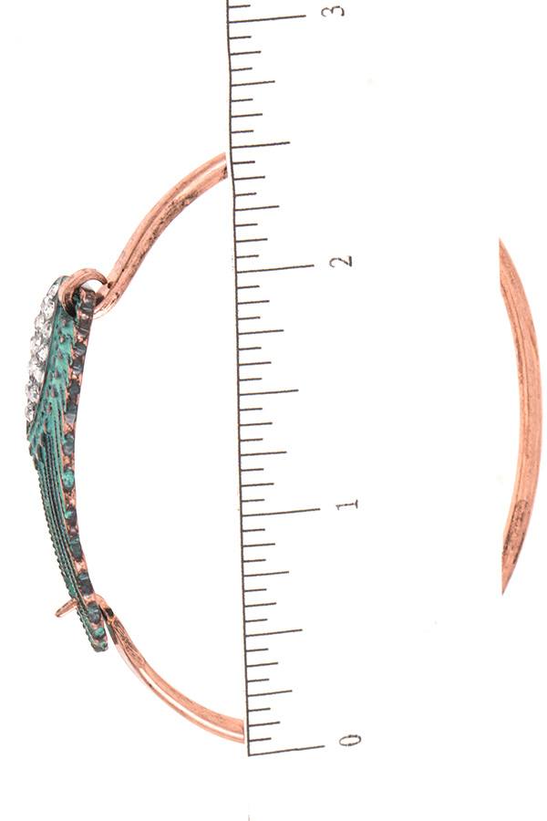 Rhinestone pave wing accent bangle bracelet