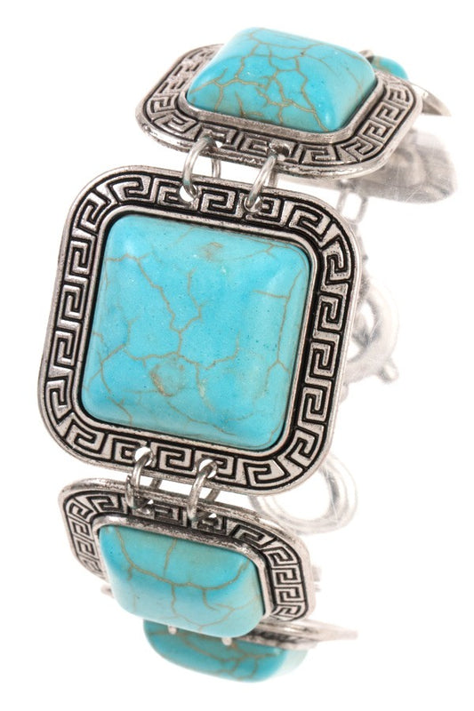 Framed square gemstone chain bracelet