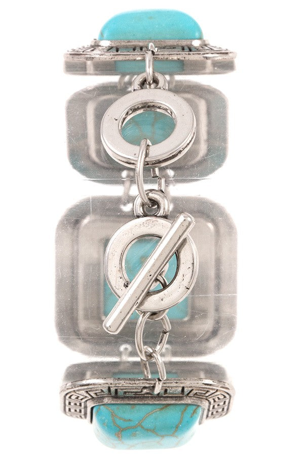 Framed square gemstone chain bracelet