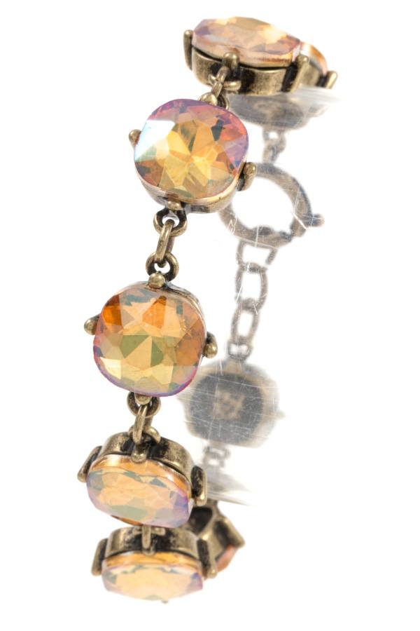 Faceted round framed gem bracelet