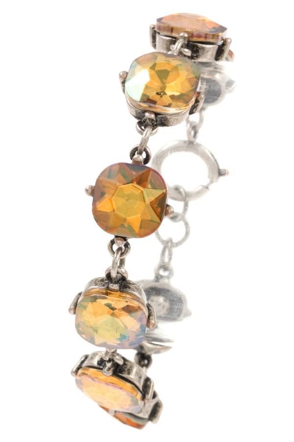 Faceted round framed gem bracelet