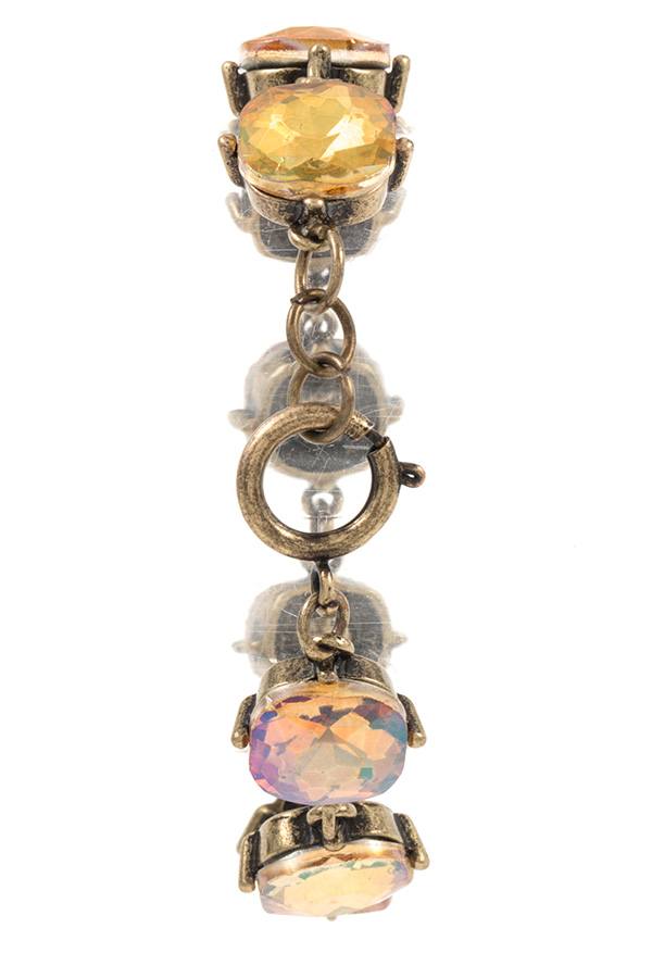 Faceted round framed gem bracelet