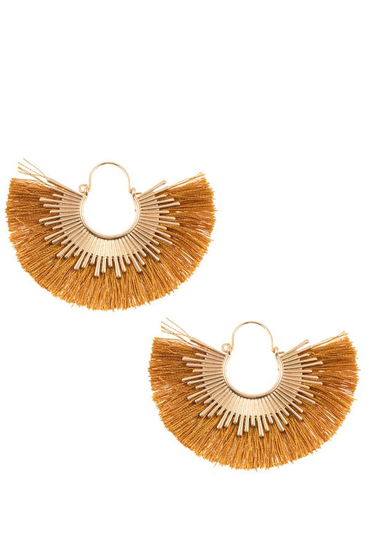 Fringe fan out metal accent earring