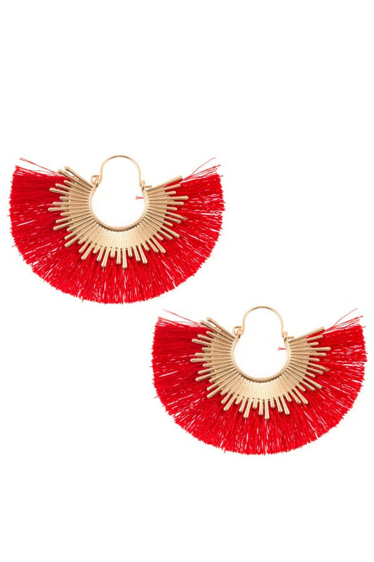 Fringe fan out metal accent earring