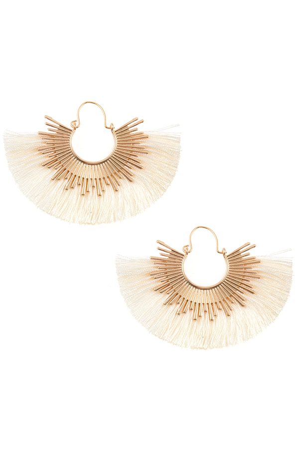 Fringe fan out metal accent earring