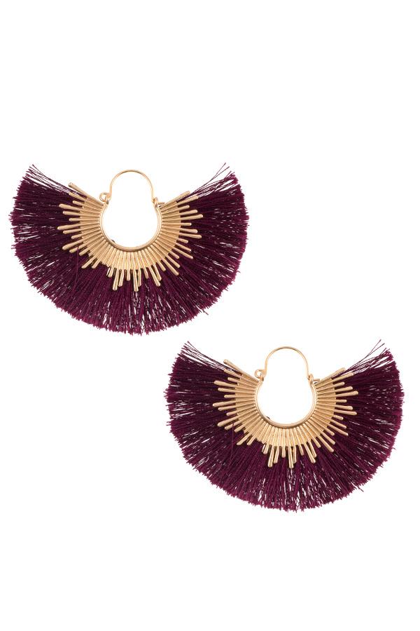 Fringe fan out metal accent earring
