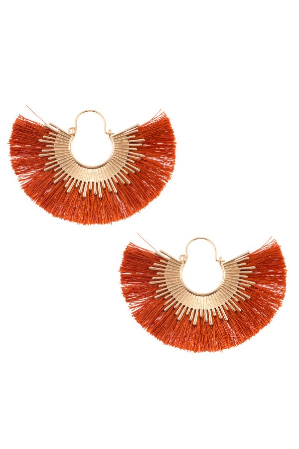 Fringe fan out metal accent earring