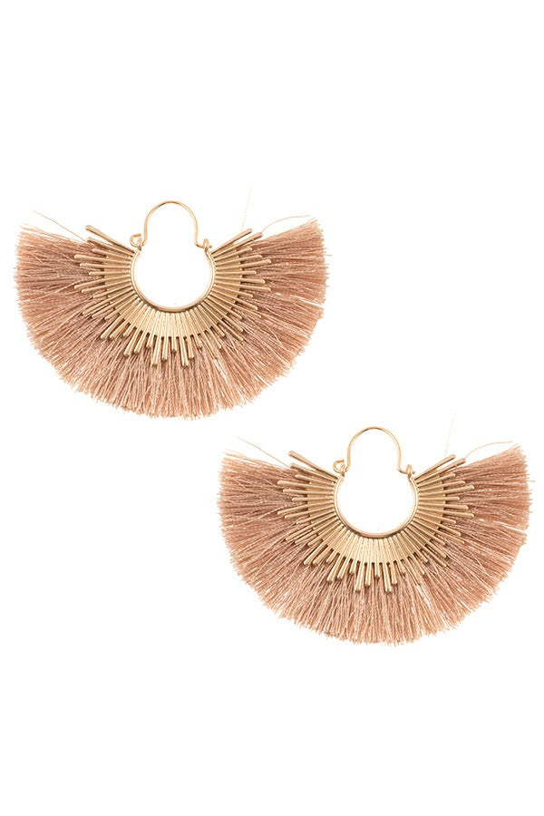Fringe fan out metal accent earring