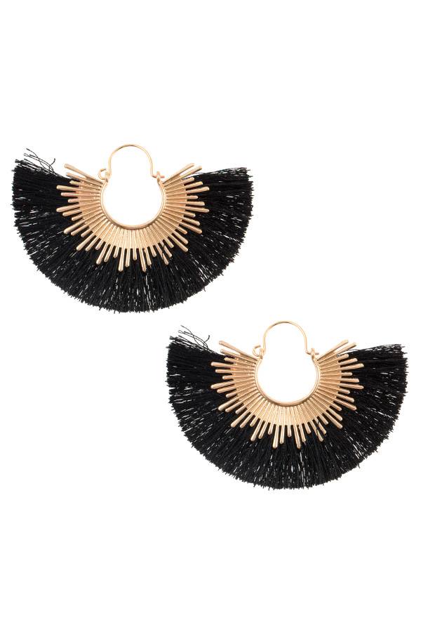 Fringe fan out metal accent earring