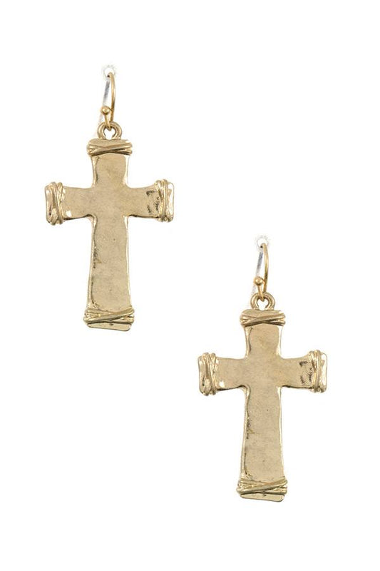 Wired cross dangle earring