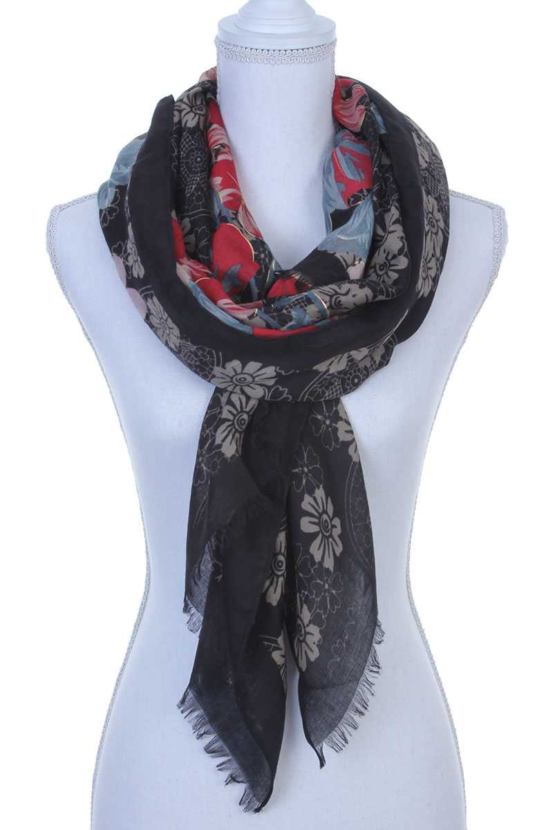 Floral pattern oblong scarf