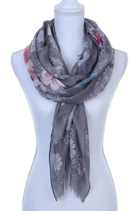 Floral pattern oblong scarf