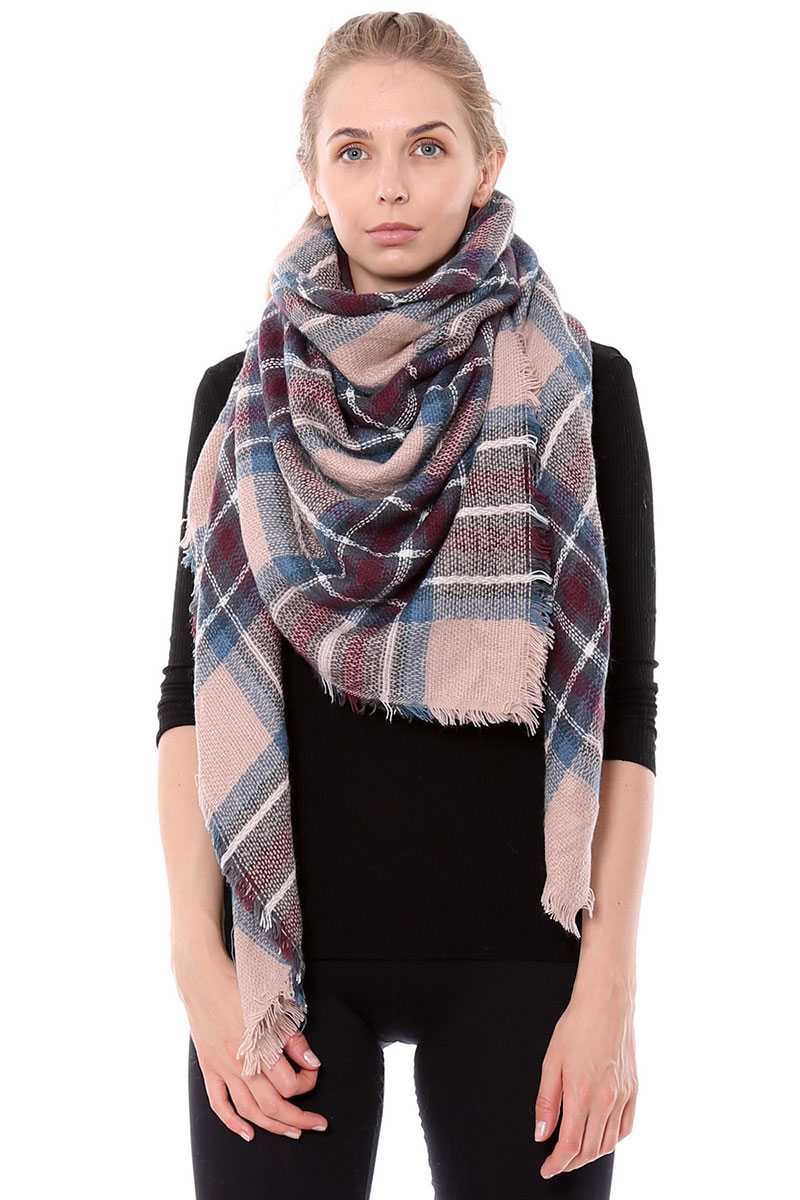 Plaid blanket scarf