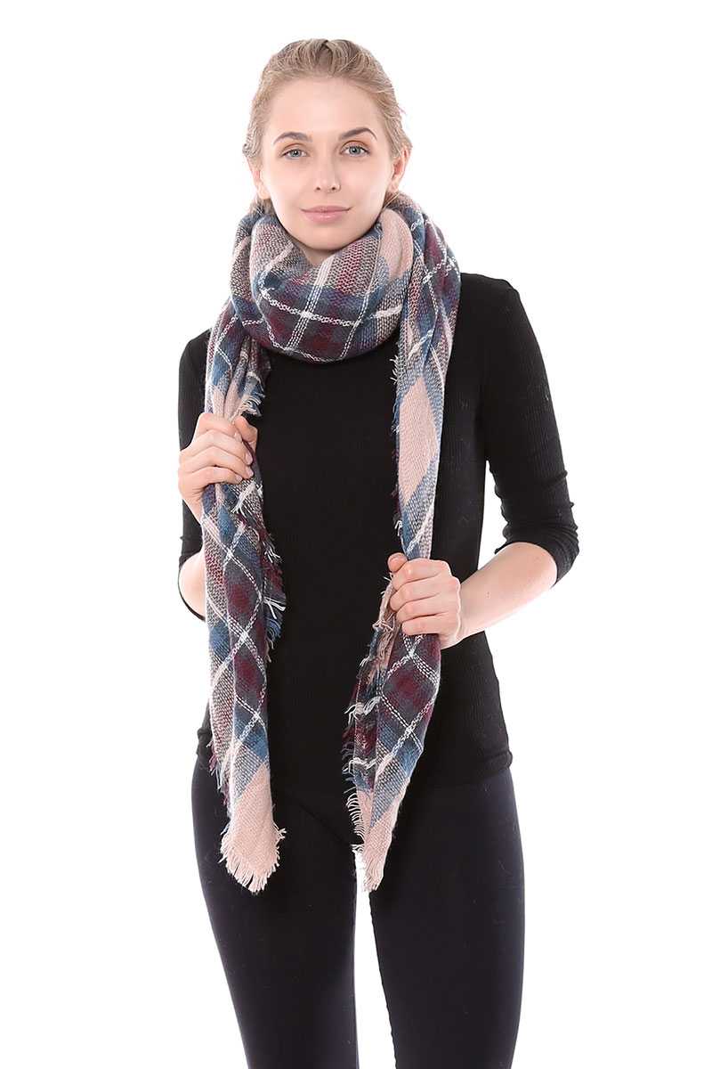 Plaid blanket scarf