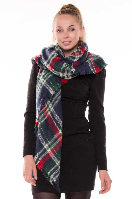 Plaid blanket scarf