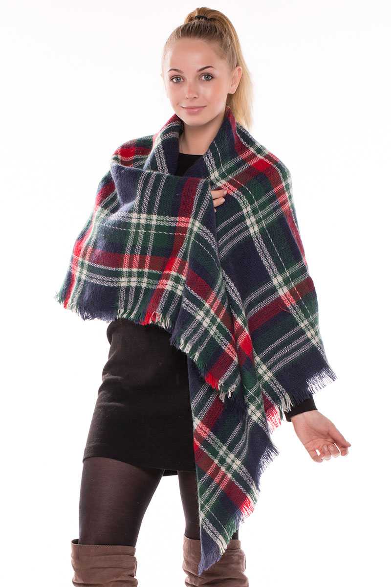 Plaid blanket scarf