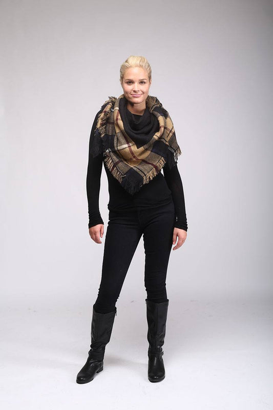 Plaid blanket scarf