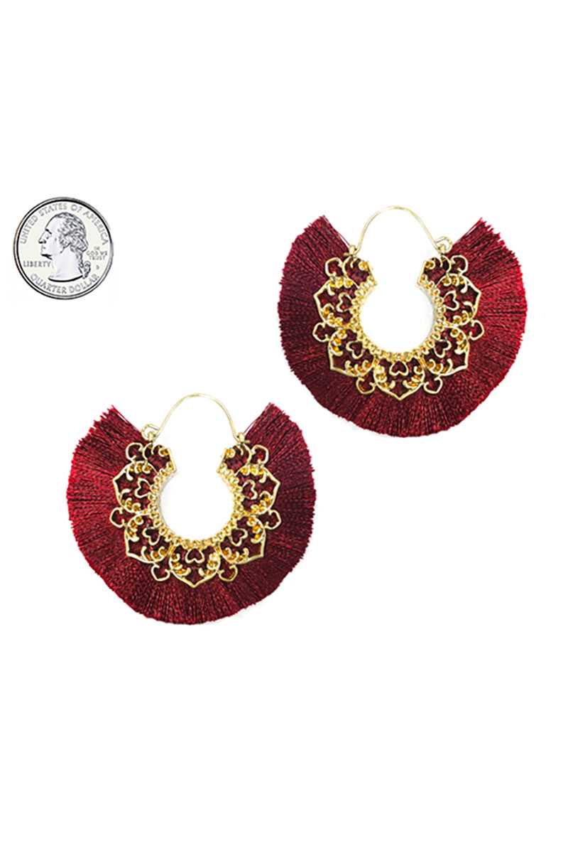 Fan tassel hoop earring