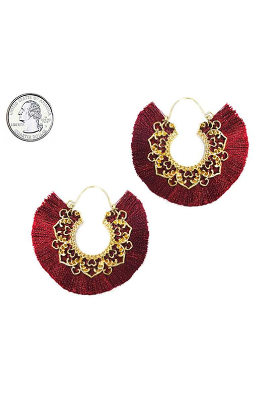 Fan tassel hoop earring