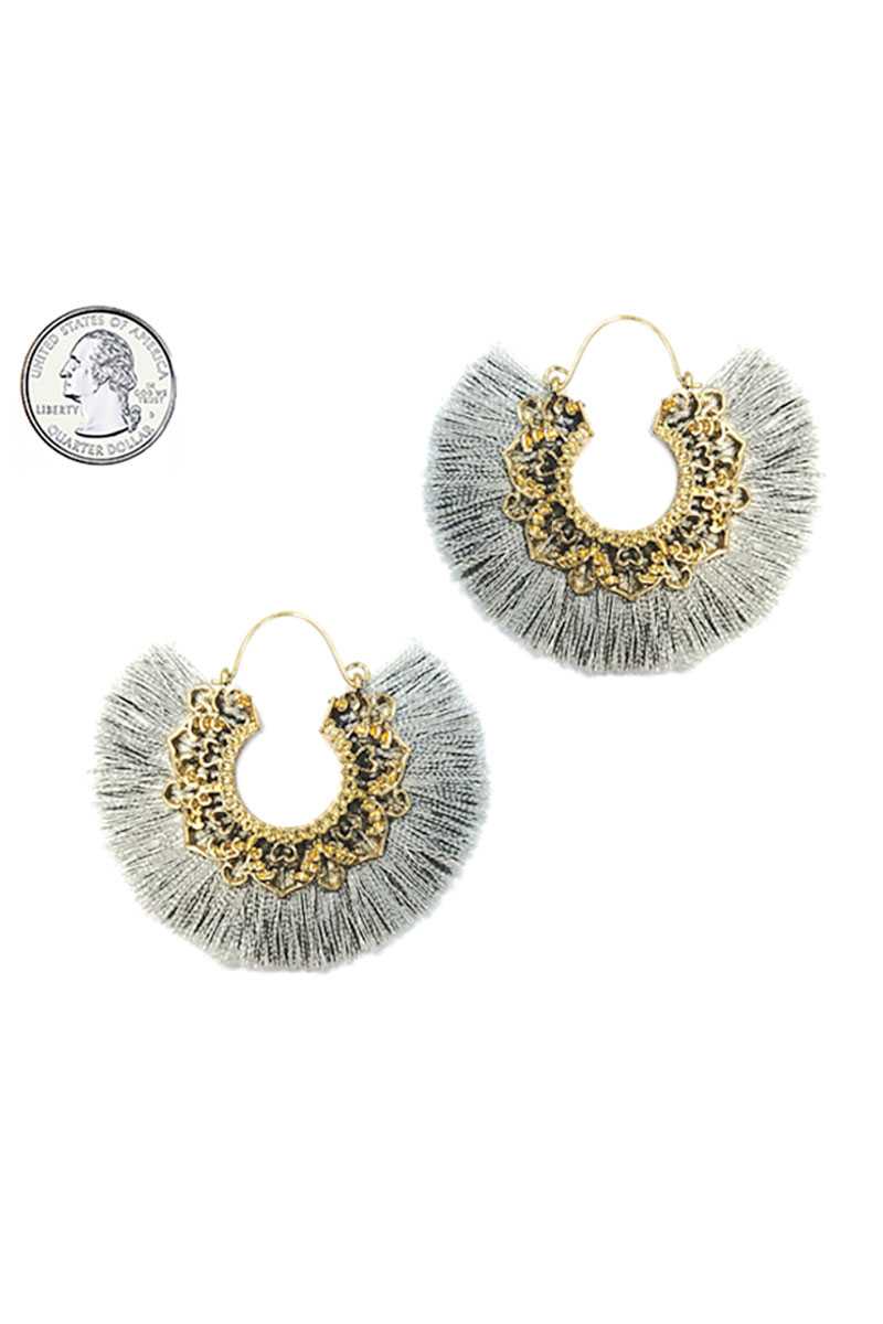 Fan tassel hoop earring