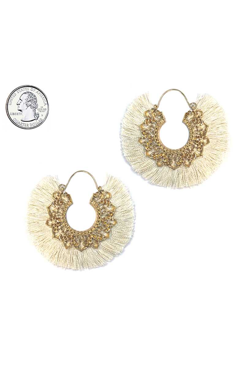 Fan tassel hoop earring