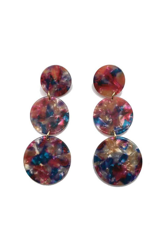 Acetate linked circle post drop earring