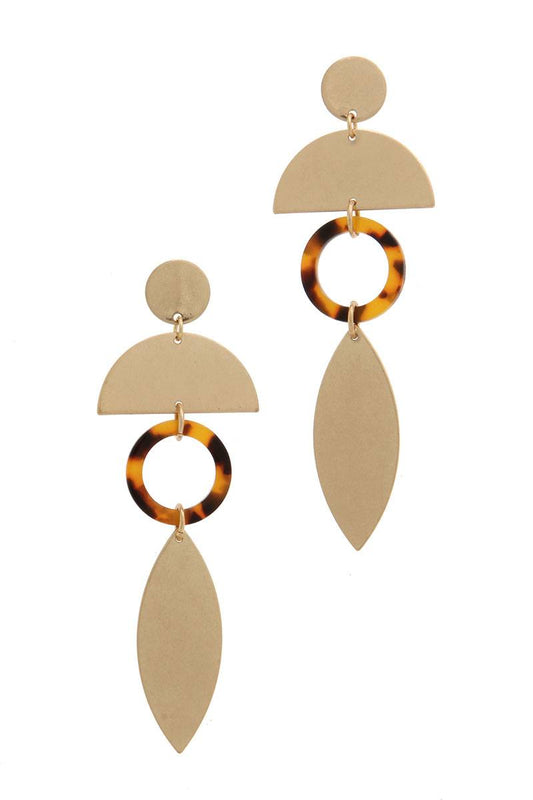 Geometric shape post drop earring