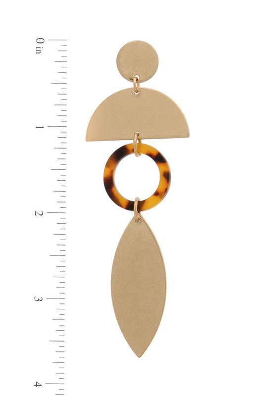 Geometric shape post drop earring