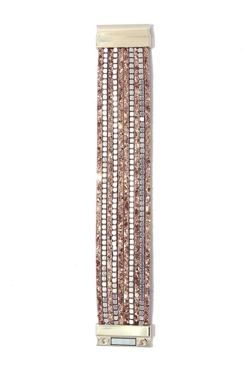 Metal bead glitter magnetic bracelet