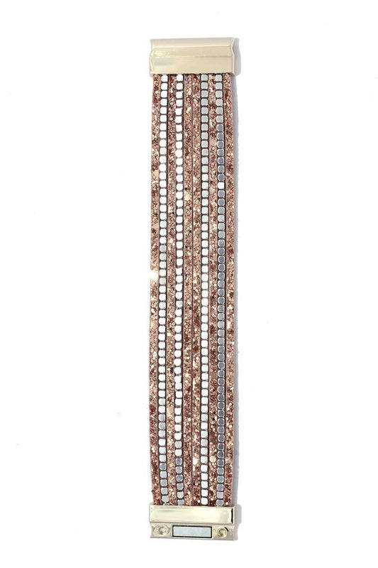 Metal bead glitter magnetic bracelet
