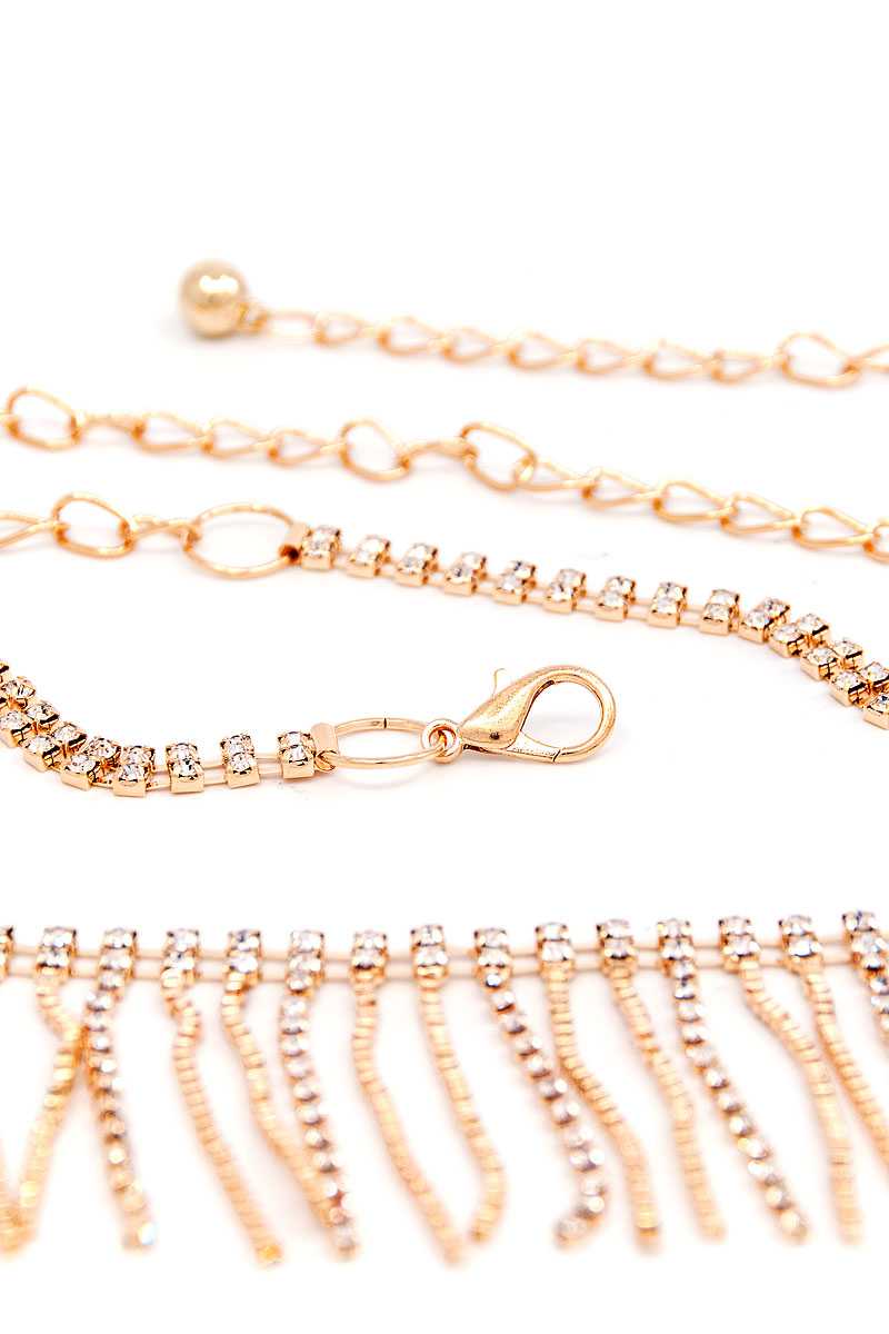 Rhinestone fringe belly accent belt