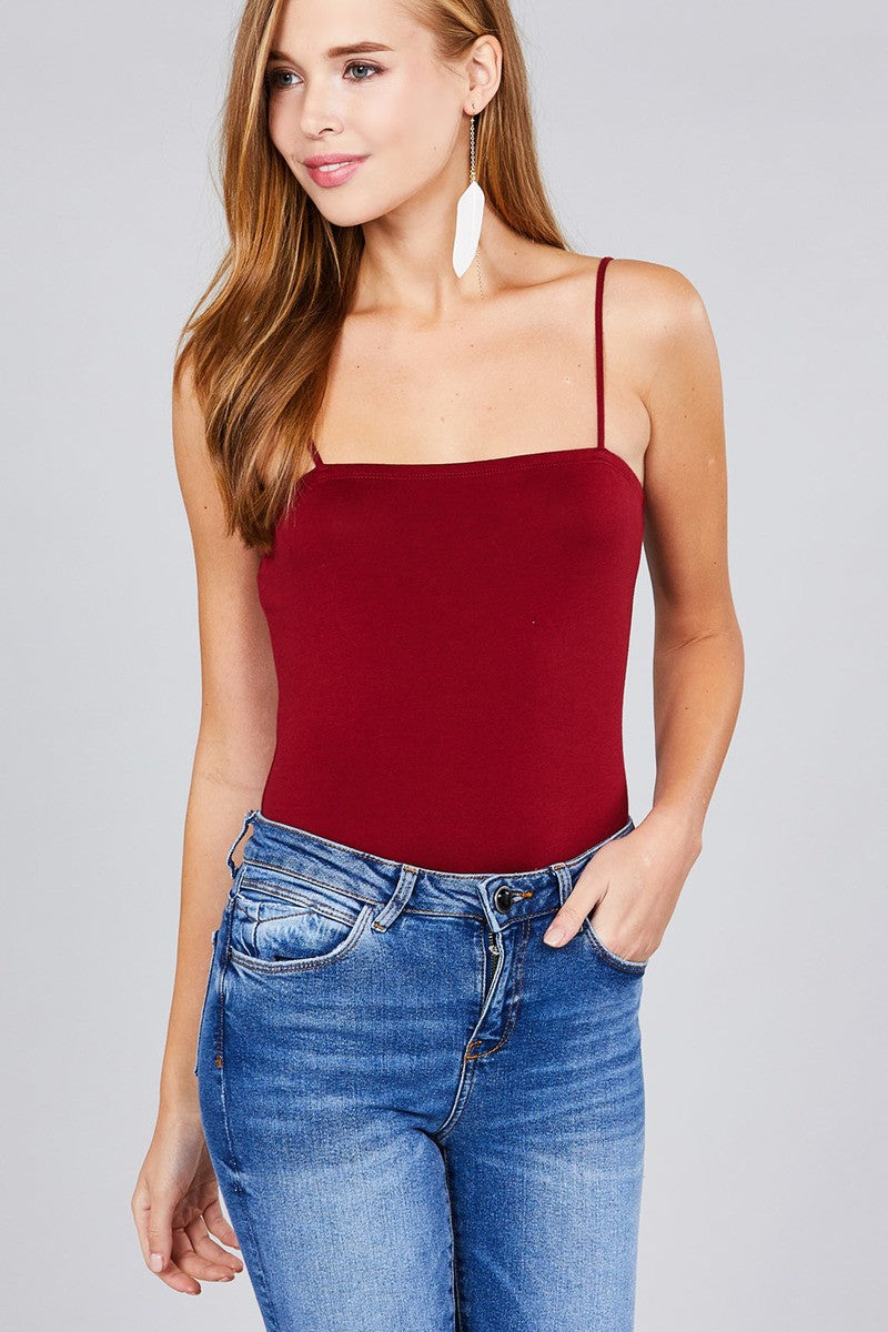 Ladies fashion straight neck cami bodysuit