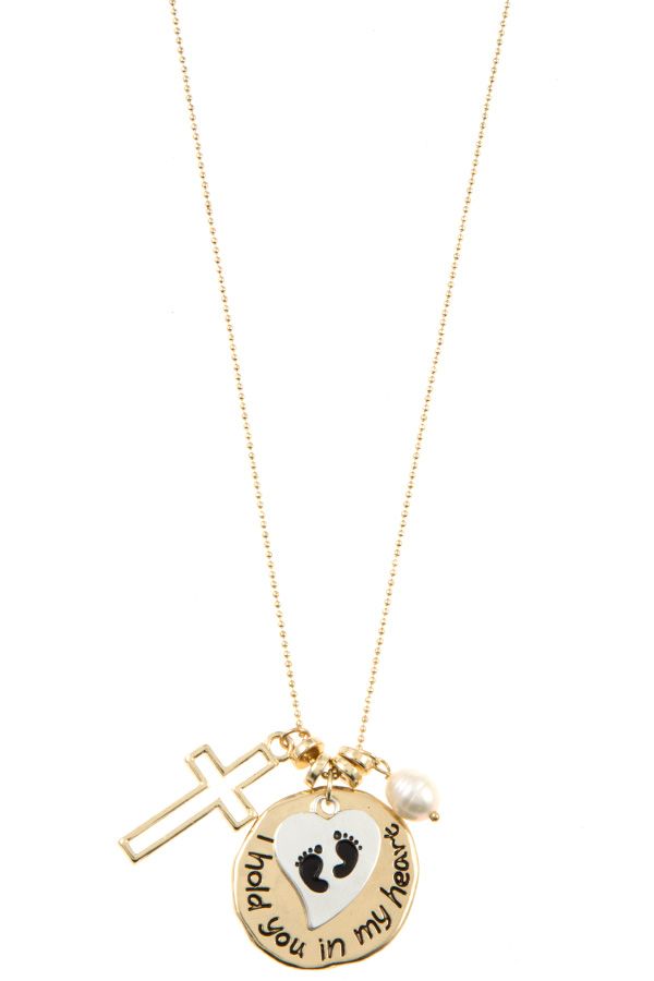 I hold you in my heart pendant necklace