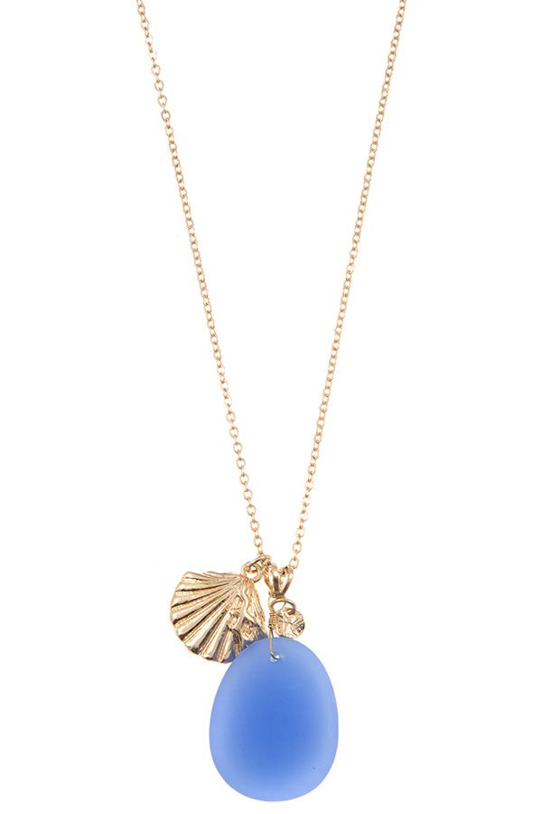 Opal stone with shell pendant necklace