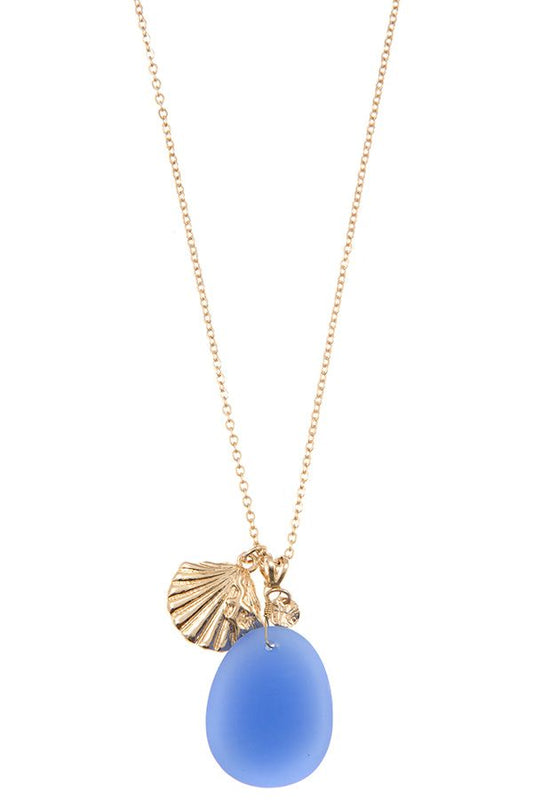 Opal stone with shell pendant necklace