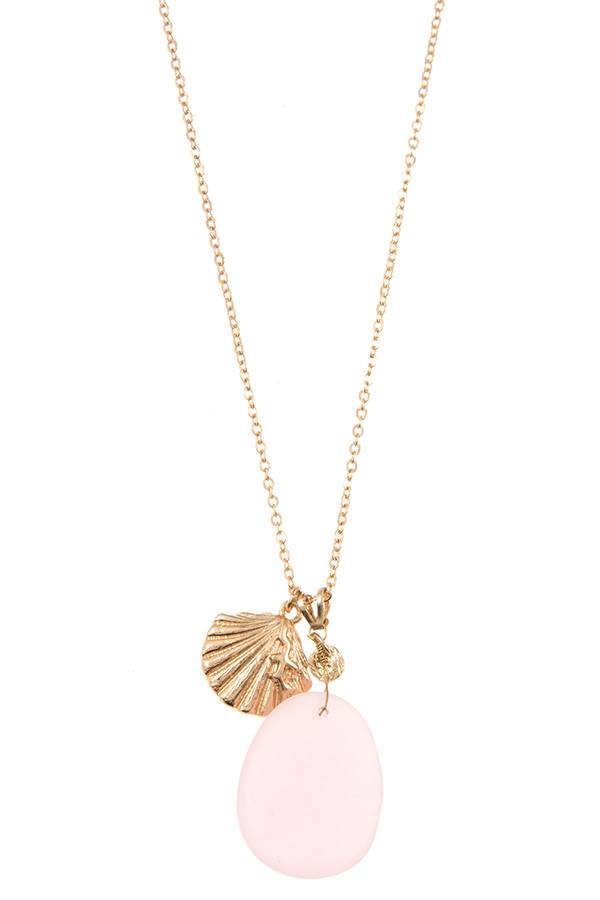 Opal stone with shell pendant necklace